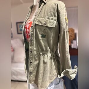 Kendall & Kylie Green Utility Jacket with Tube Top and Skirt Set